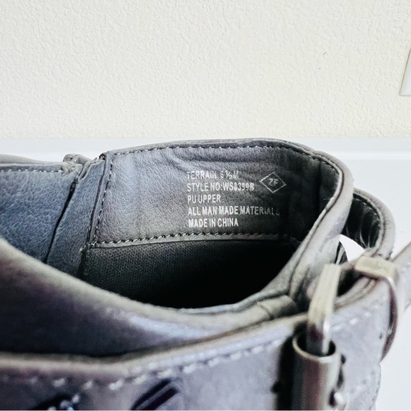 RAMPAGE Terrain Grey Vegan Buckle Harness Studded Embellished Flap Booties - Picture 10 of 10